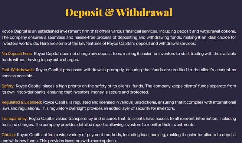 deposits & withdrawals