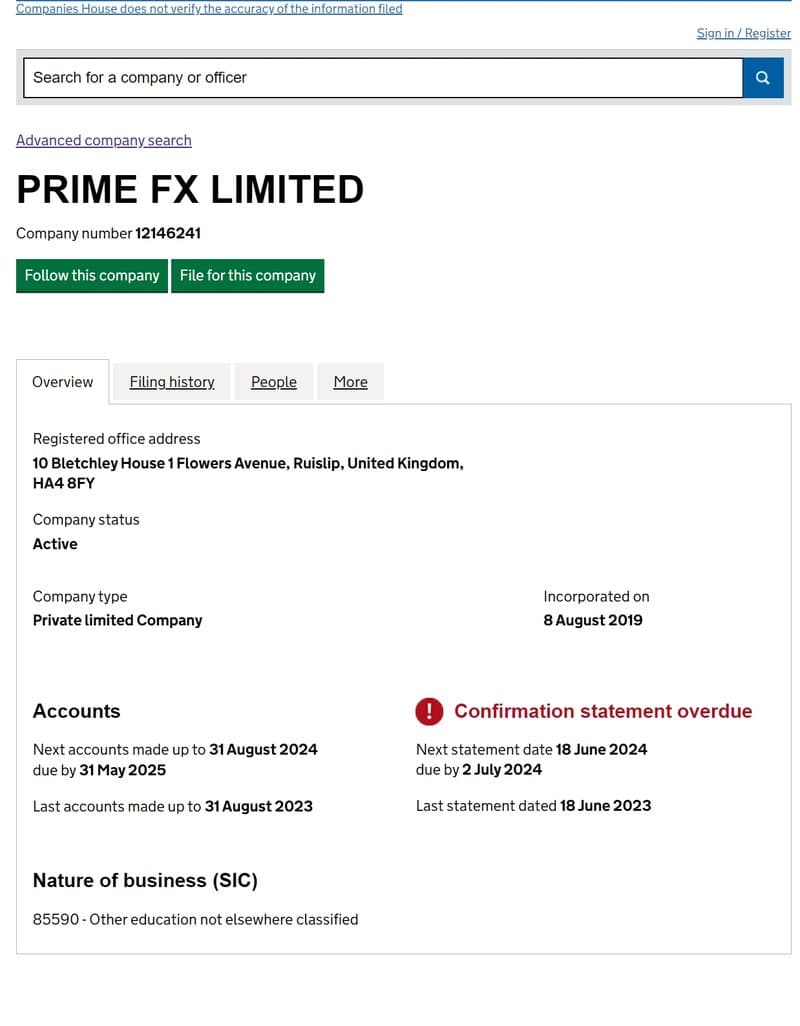 Corporate Background of Fx Prime Pro