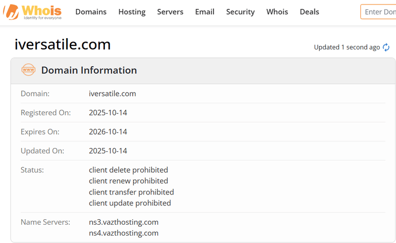 Resultado de consulta Whois