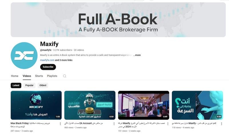Maxifyfx Ltd&#x27;s YouTube account