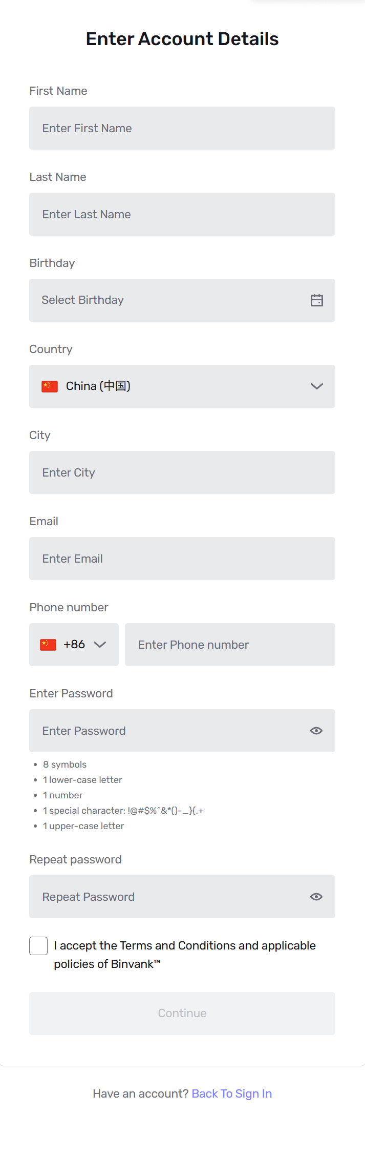 registration form