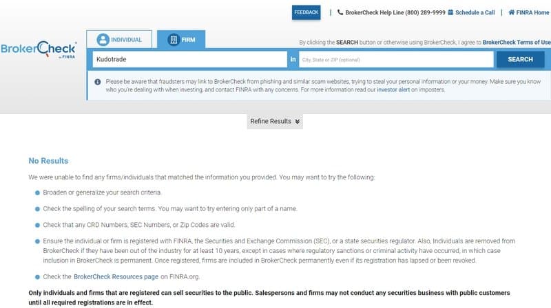 No regulatory information found for Kudotrade