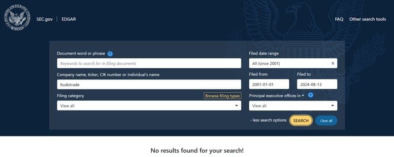 No regulatory information found for Kudotrade