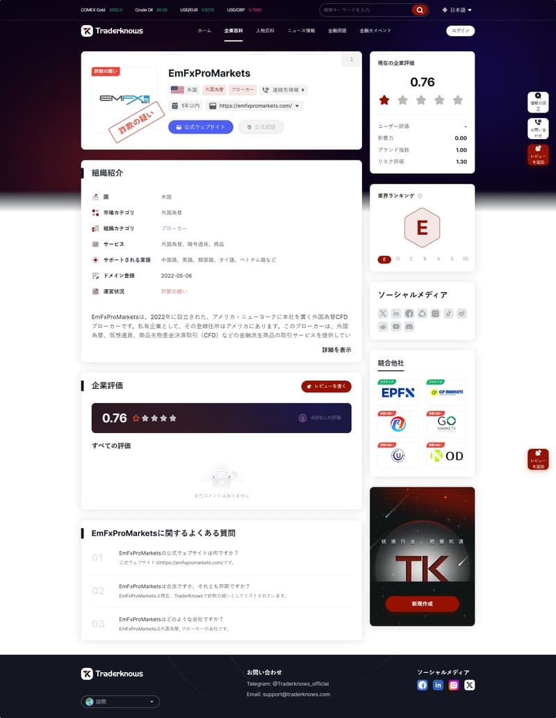 EmFxProMarkets（日）
