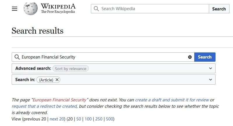 No content on Wikipedia about European Financial Security