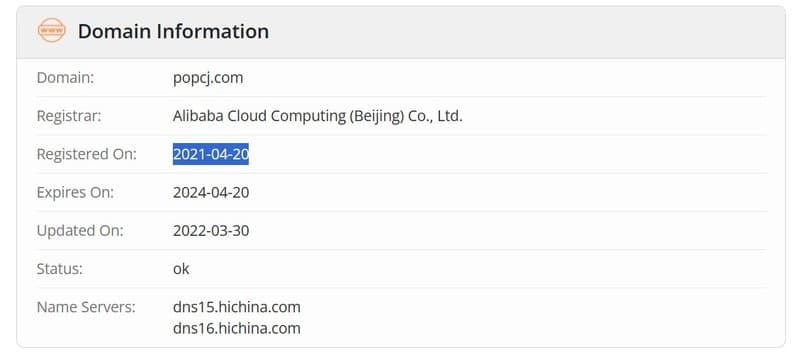Pop Finance whois.com domain data