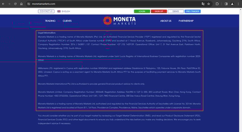 Official website showing company registration information