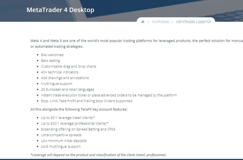 TeraFX Trading Platforms