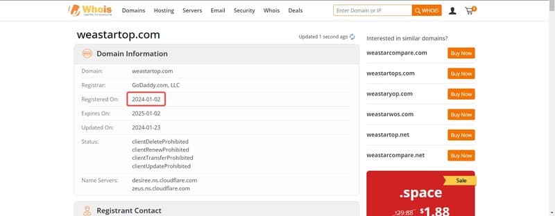 Weastar Global Markets Ltd Domain Registration Time