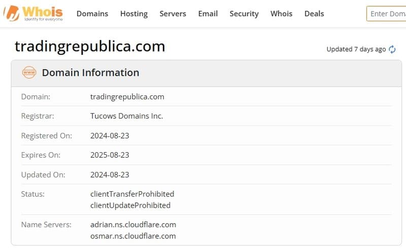 Trade Republica's website registration date