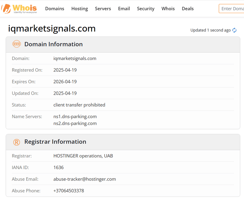 ผลการตรวจสอบ Whois