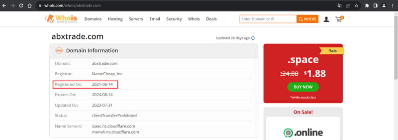แสดงข้อมูล Whois ของการจดทะเบียนโดเมน