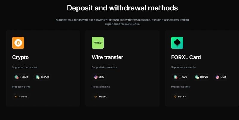 Deposit/Withdrawal Methods