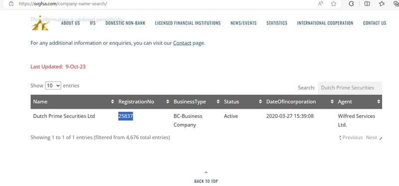 Company Registration Information