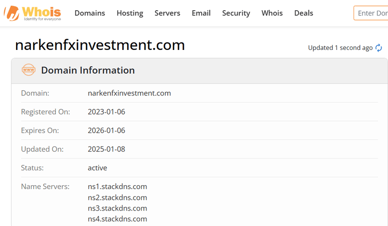 Resultados de búsqueda de Whois