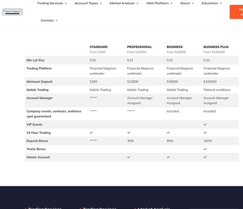 Financial Magnum's Account Types