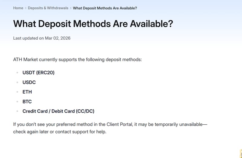Deposit and Withdrawal Methods