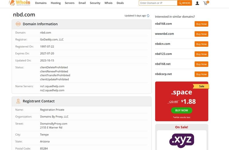 每经网 domain registration time on whois