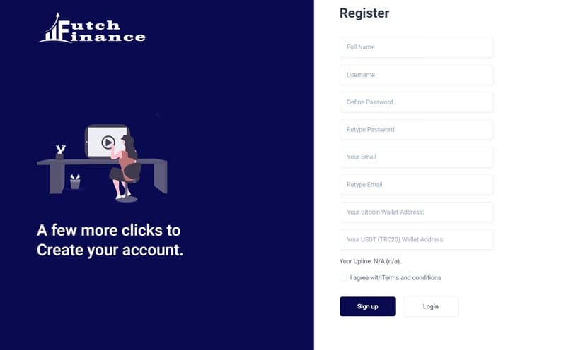 Futch Finance Limited's account registration process