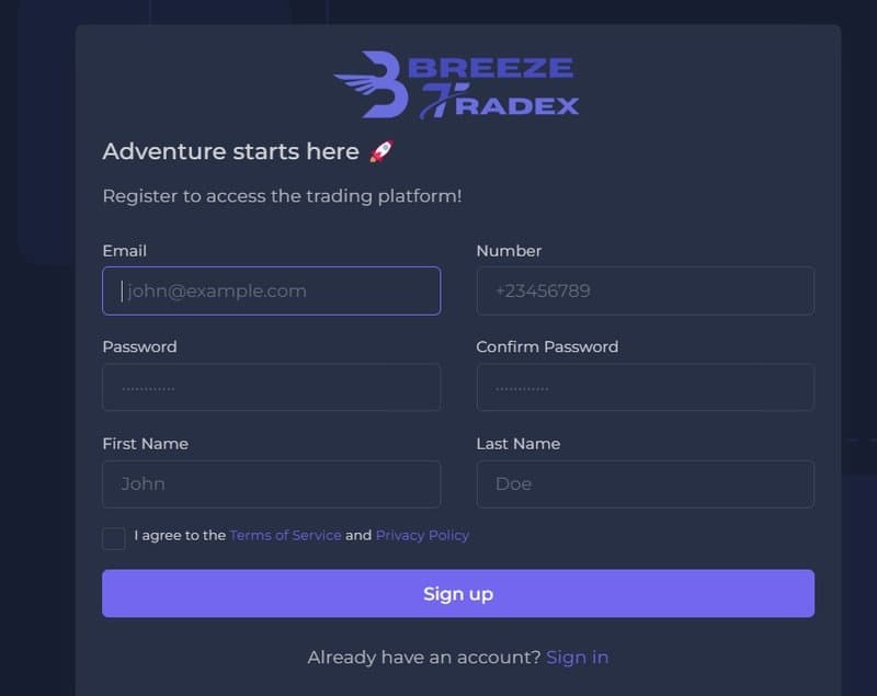 register of Breeze Tradex Limited