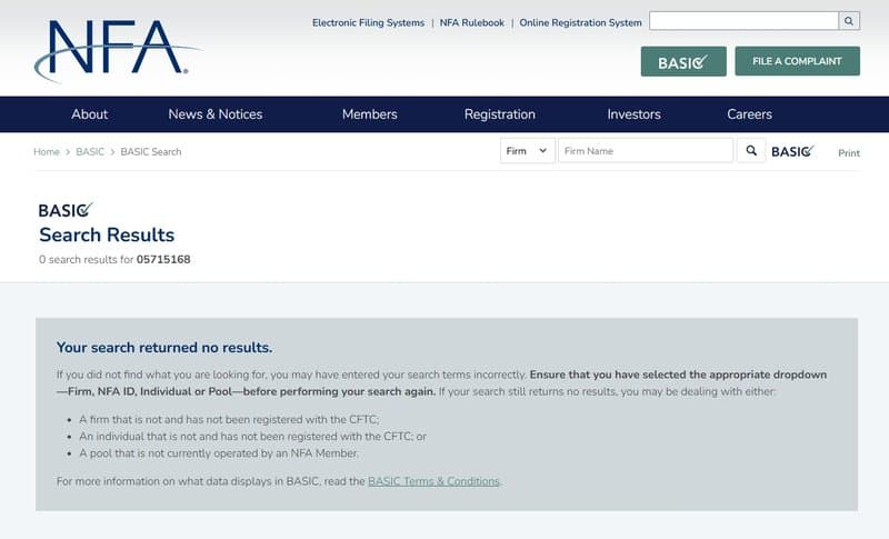 通过NFA官方网站的在线查询工具（BASIC），我们使用其提供的NFA ID进行核实