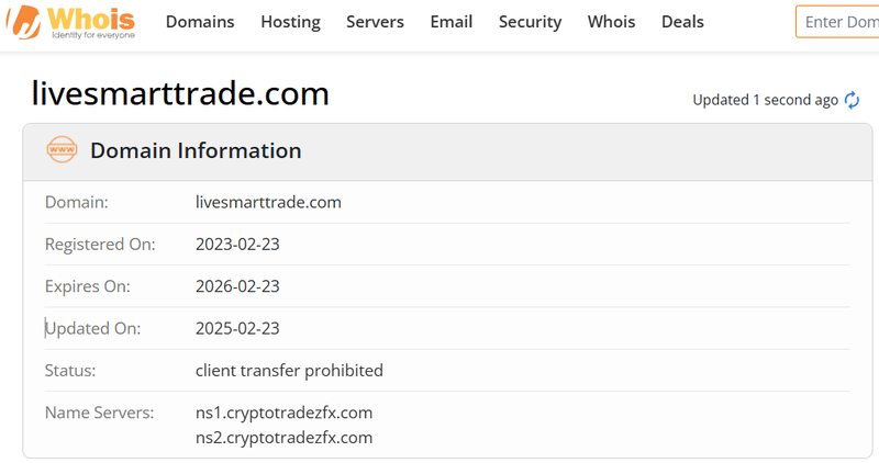 Whois lookup results