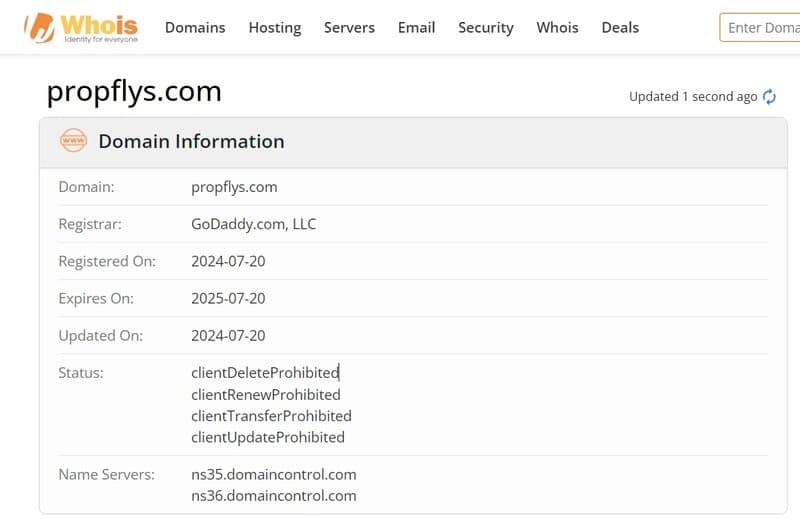Propflys's domain time