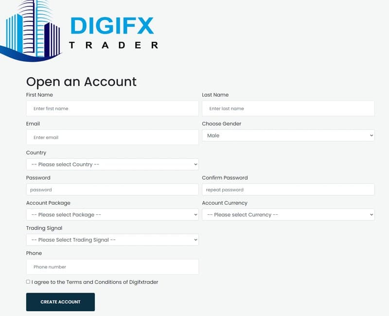 Account Registration Process with Digifxtrader