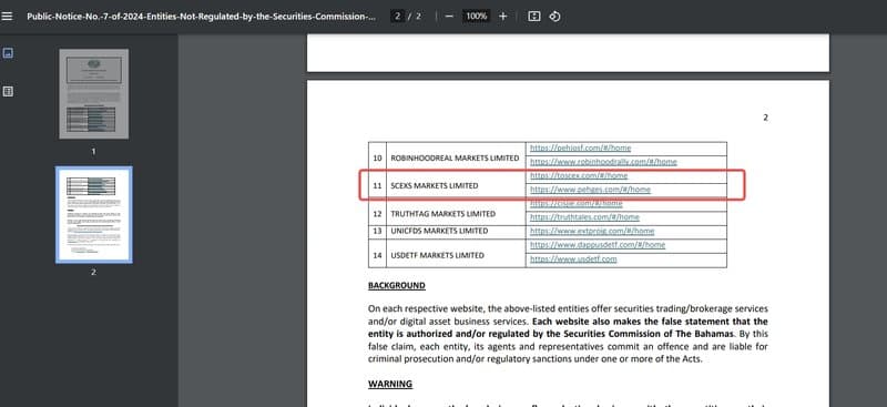 Regulatory Information of SCEXS2