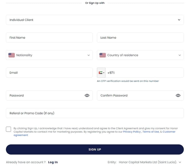 Account registration process