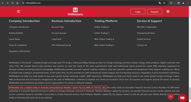 Company registration information as shown on the official website