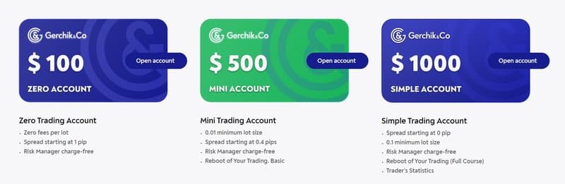 Gerchik & Co Account Types
