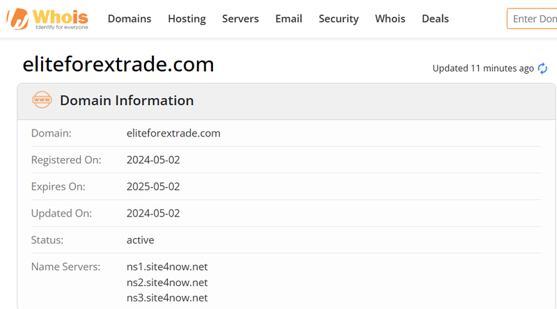 Whois lookup results