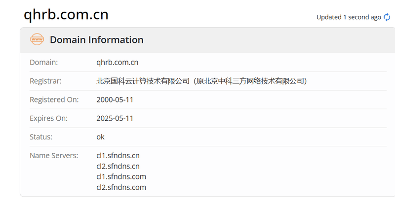 ข้อมูลปีของโดเมนเว็บไซต์期货日报网whois.com