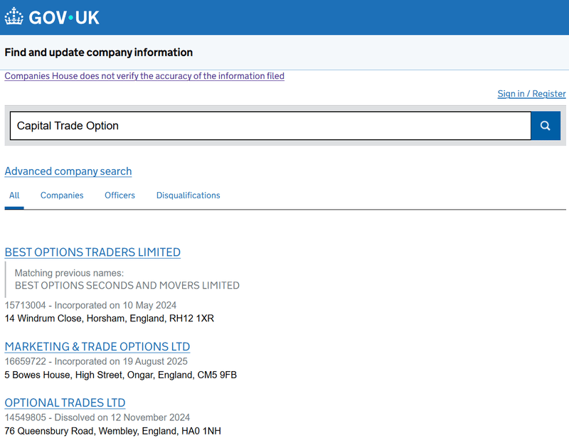 Companies House Query Result