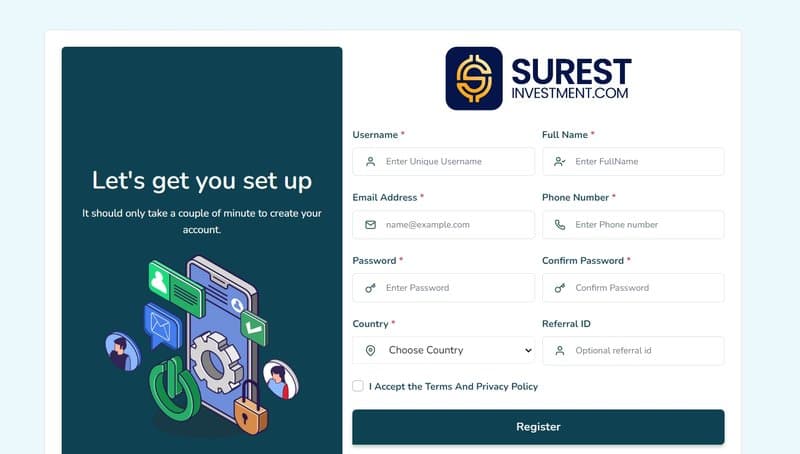 Account Registration Process for Surest Investment