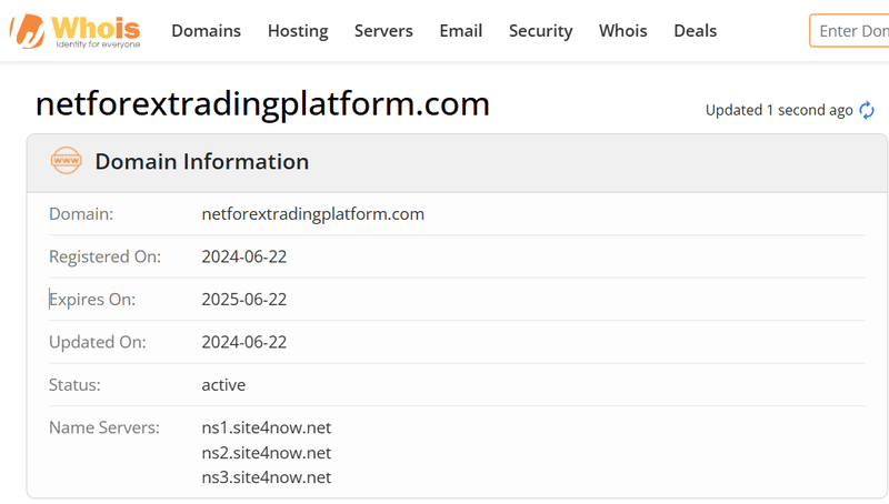 Whois lookup results