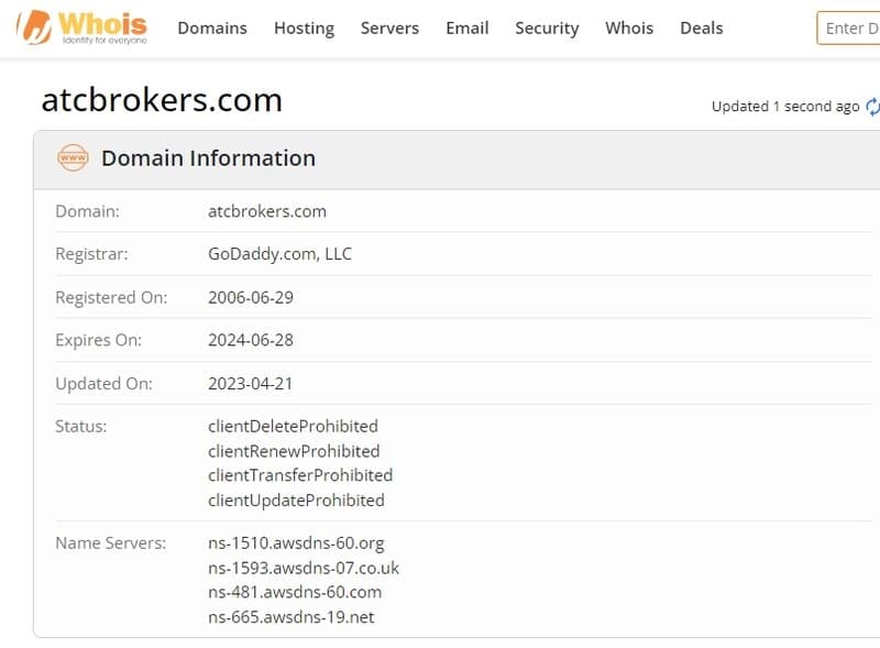 ATC Brokers Whois registration