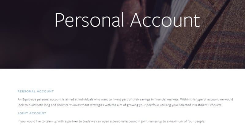 Equitrade Capital account types1