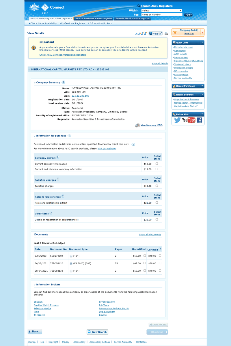 IC Markets Australian Securities and Investments Commission (ASIC)