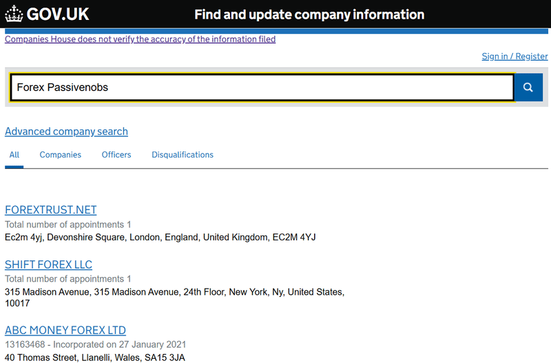 Companies House Query Result