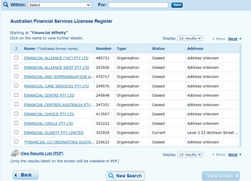 FINANCIALAFFINITY LTD