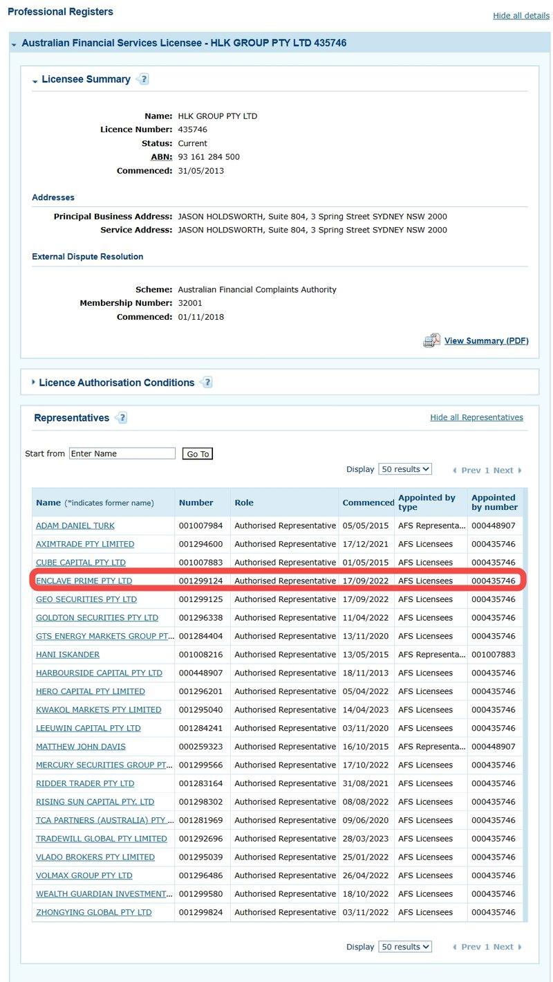 Información de licencia principal en Australia