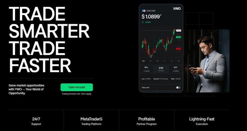 YWO claims its trading platform is MetaTrader 5 (MT5)