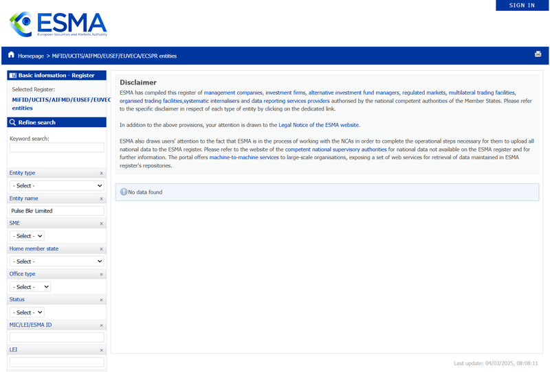 European Securities and Markets Authority(ESMA)