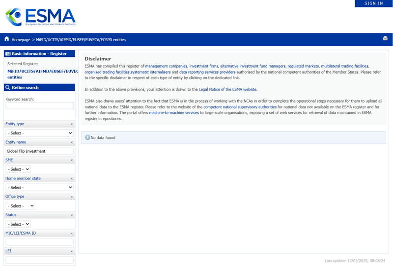 European Securities and Markets Authority（ESMA）