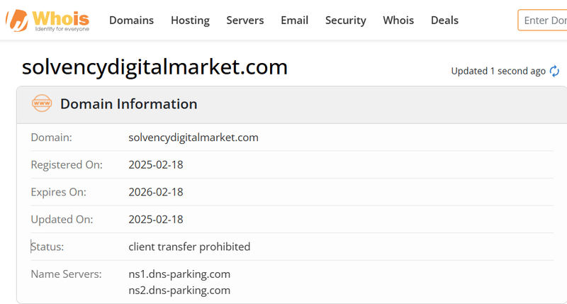 ผลลัพธ์การค้นหาผ่าน Whois