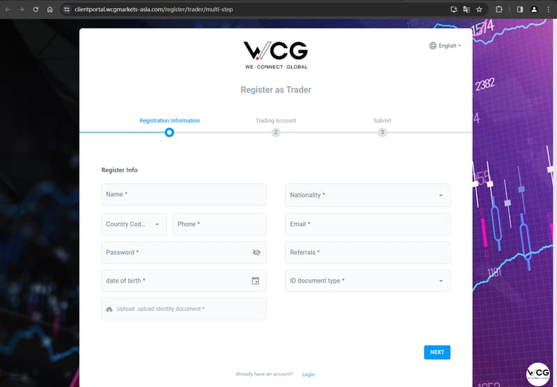 Official website displaying account registration information 2