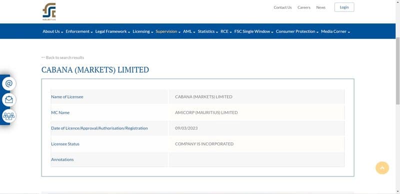 Cabana Capitals&#x27;s regulatory inquiry