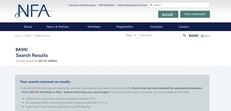 Bit FX Arena's Regulatory Information